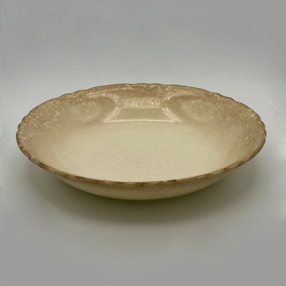 Vintage Rustic Ceramic Shallow Bowl Scalloped Edge Crackle Glaze Farmhouse Decor - Picture 1 of 3